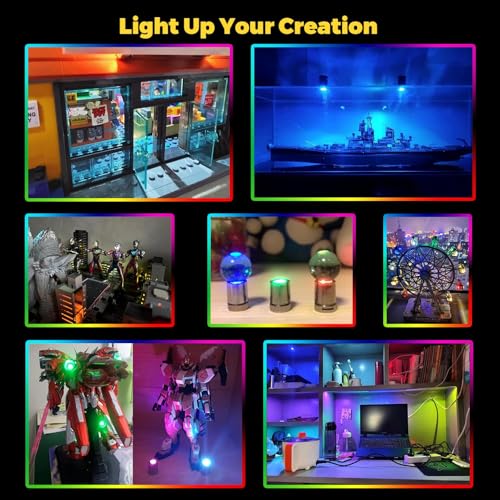 TERRIFI 10 Pack Wireless Mini LED Spotlights - Battery Operated Warm White Wireless Miniature Lights for Art, Jewelry Display, Closets & DIY Projects (Warm White)