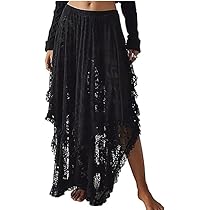 Amazon.com: Mincib Women Floral Lace Long Skirt Asymmetrical