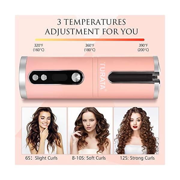 TURATA-Portable-Cordless-Auto-Hair-Curler-Fast-Operation-Wireless-Curling-Iron-with-3-Adjustable-Temperature-4-Timer-Anti-Tangle-Anti-Scald-USB-Rechargeable-Hair-Styling-Tool-with-LCD-Display TURATA Portable Cordless Auto Hair Curler Fast Operation Wireless Curling Iron with 3 Adjustable Temperature & 4 Timer…