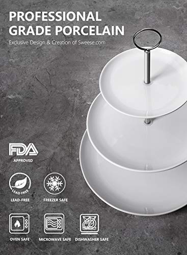image for 【Flash Deal】Sweese 3316 3 Tier Cupcake Stand- White Porcelain Cake