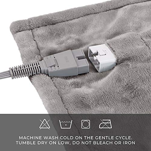 MP2 Electric Heated Poncho Shawl Wrap Sherpa Throw Blanket with Buttons Auto Shut Off 50"x 64", Grey - Thumbnail 5