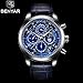 Men's Watches Blue Leather Chronograph Waterproof Watch Date Shows The Analog Star Sport Quartz Watch