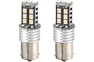 OtpOutopa High Power Super Bright 1156 P21W BA15S 1141 7506 LED 15SMD 2835 Chipsets Canbus Error Free for Backup Reverse Tail Brake Lights Parking LED Bulbs DC 12V (Yellow,2PCS)