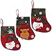 Ivenf Christmas Mini Stockings, 12 Pcs 6.25 inches Felt with 3D Santa Snowman, Gift Card Silverware Holders, Bulk Treats for Neighbors Coworkers Kids Cats Dogs, Small Rustic Red Xmas Tree Set