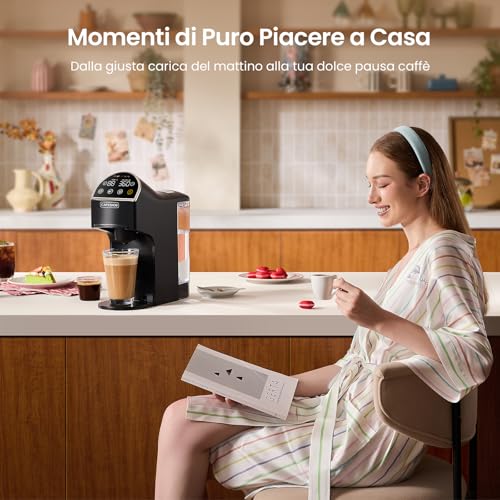 Magician2 5 in 1 Multi-Capsules Coffee Machine for Nespresso, Dolce Gusto, Lavazza A Modo Mio, ESE 44 and Ground Caps, Touch LED, Self-Adaptive, 20 Bar, 1.2L, Espresso Machine for Home and Office