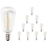 CHYParty 10 Pack ST38 Edison Replacement Bulbs, Warm White LED Clear Bulbs, E12 Base, Energy-Efficient, Waterproof, Shatterproof, Dimmable for Outdoor String Lights, Patio, Garden & Wedding Décor
