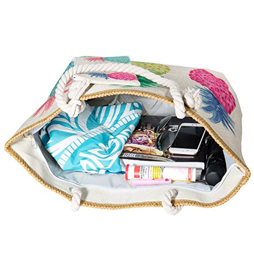 MOOKLIN Große Strandtasche mit Reißverschluss Sommer TascheVerschluss Damen Shopper Tasche Schultertasche Schwimmbad… – Bild 3