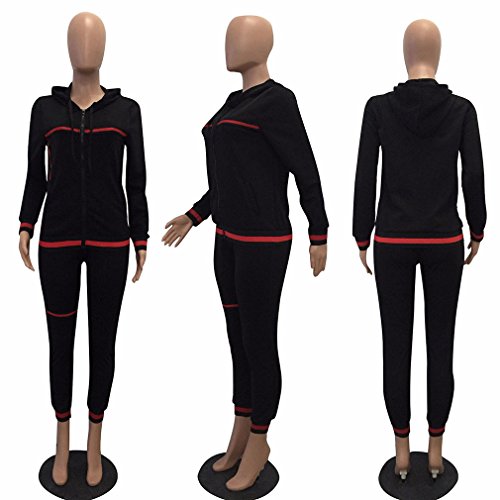 Halfword Womens 2 Piece Outfits Hoodies and Pants Set Sweatsuits Tracksuits Black M