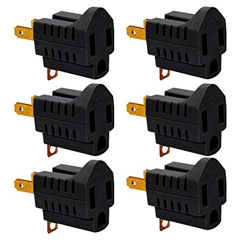 (6 Pack) 3Prong to 2Prong Adapter Grounding Converter 3 Pin to 2 Pin
