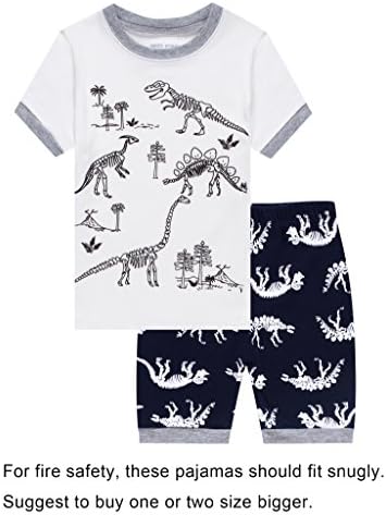Dinosaur Little Boys' Cotton Pajamas Shorts Set 2 Piece Sleepwears Pjs Size 7