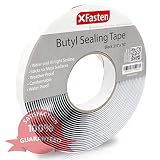 XFasten Black Butyl Seal Tape 1/8-Inch x 3/4-Inch x 30-Foot Leak Proof Putty Tape for RV Repair, Window, Boat Sealing, Glass and EDPM Rubber Roof Patching