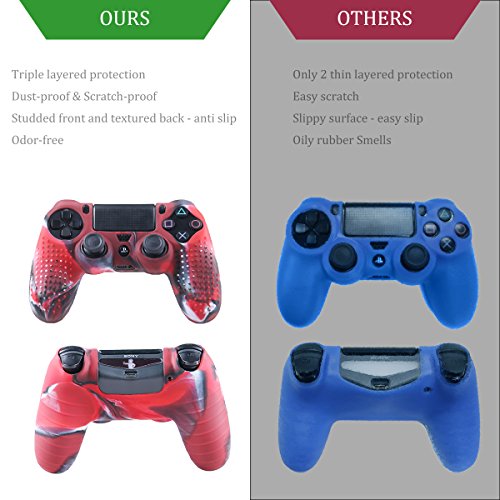 Silicone Skin for PS4 Controller - Anti-slip Covers for DualShock 4 - Anti-slip Protector Case Set for Sony PS4, PS4 Slim, PS4 Pro 2 Controller Skin with 8 Thumb Grips - Thumbnail 5