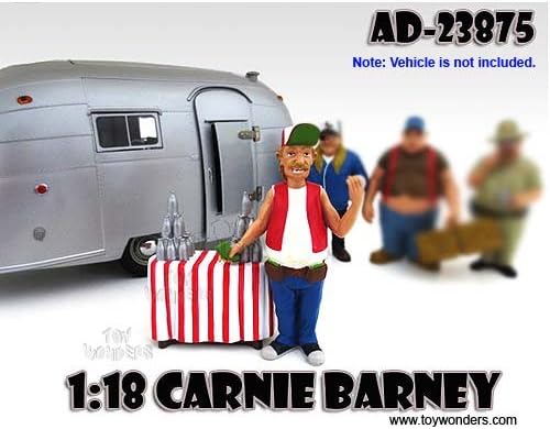 23875 American Diorama Figurine - Trailer Park Figures Series 1 Carnie Barney (1/18 Scale) 23875 6sc28v1z e3mlge4070 diecast car Model 23875 American Diorama Figurine - 1:18
