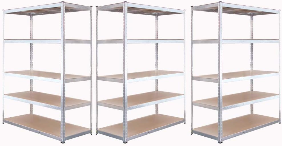 GRack Shelving Unit 180cm x 120cm x 60cm 3 bays, Galvanised 5 Tier