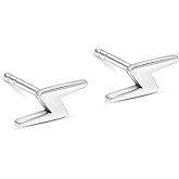 925 Sterling Silver Lightning Stud Earrings - Dainty Lightning Studs, Tiny Handmade Jewelry, Pushback Closure Earrings, Simple Minimalist Fashionable Gift for Young Women