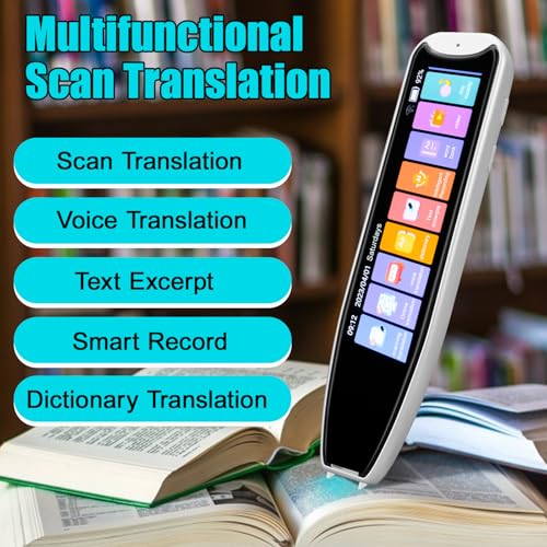 Scan Reader Pen for Dyslexia, 142 Language Smart Translation Pen Translator for Elderly, Kids, Students, Supports Voice, Scan, Text to Speech (White)