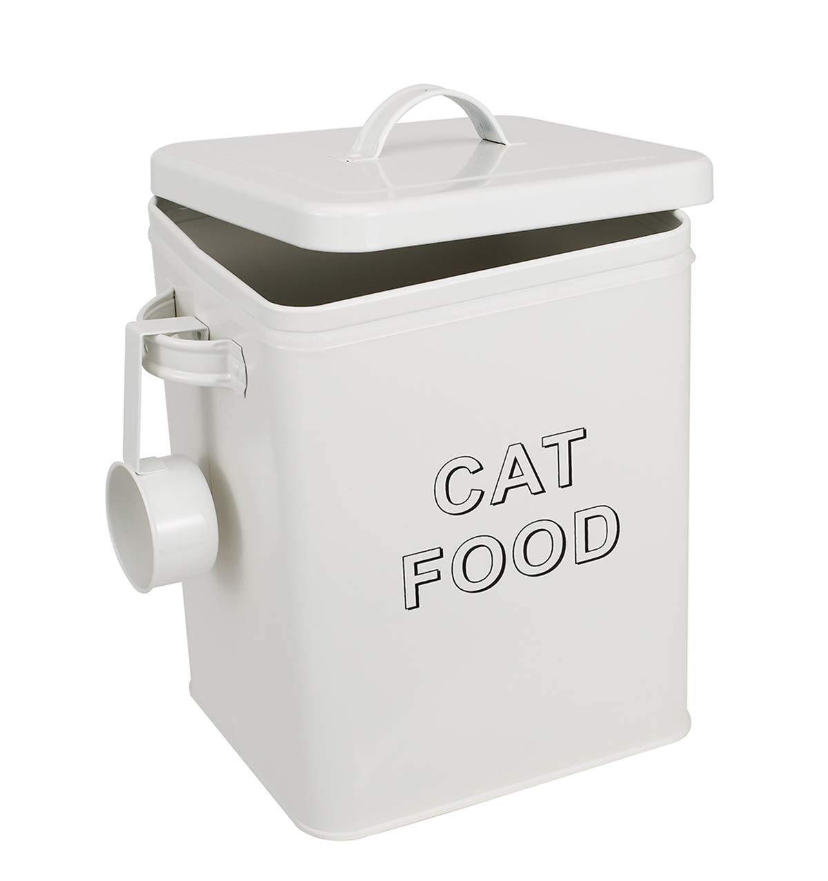 Cat Food Storage Container Farmhouse Pet Food Storage Containers with Lid and Scoop, Perfect Vintage Durable Canister Treats Tin for Kitchen Countertop, Shelf, Great Gift for Pet Owners - Cat Food