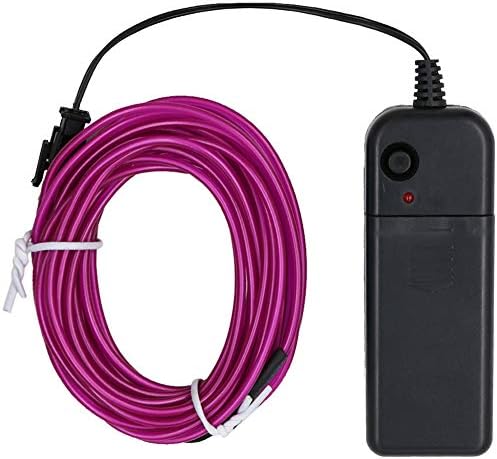 Searik LED Neon Light, 16.4ft/5m Portable EL Wire Glowing Rope Lights LED Strips Lighting with Battery Controller for Christmas Day Decor, Parties, Festival, Car, DIY, Clothes (Purple)