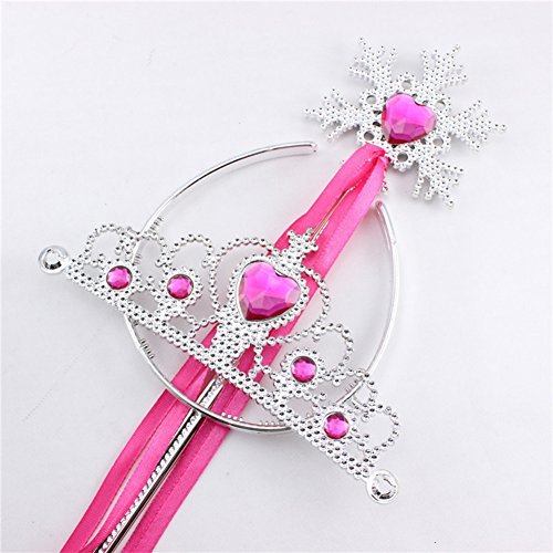 DSstyle Princess Dress Up Accessories Tiara Crown and Snowflake Wand Set Children Cosplay Accessories Rose