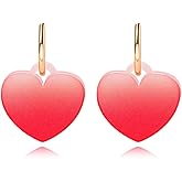 YasiIm Valentine Earrings Unique Minimalist Love Heart Leverback Earrings Chic Peach Heart Gold Acrylic Dangle Drop Earrings For Women