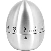 Egg Kitchen Timers - Stainless Steel Mechanical Rotating 60 Minutes Count Down Timer for Kitchen Cooking Work Learning