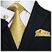 Landisun Tie Set Men Necktie Woven Classic Formal Handkerchief Cufflinks Gold Yellow