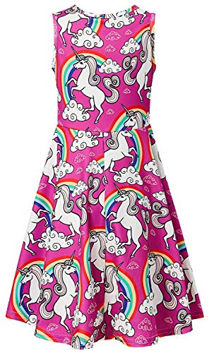 Chicolife ragazze 3-5T modello della principessa Dress Unicorn ha stampato il fumetto Abito senza maniche Rosa Piccolo