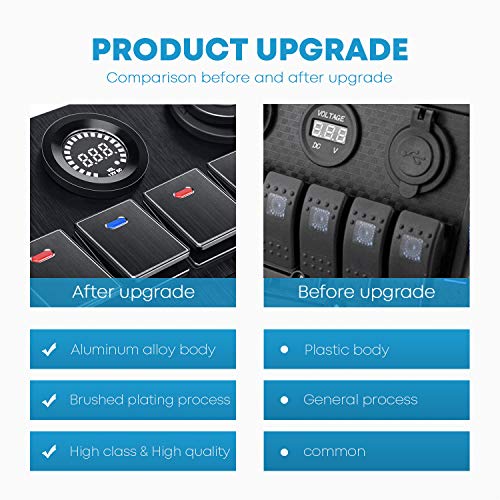 Kohree Upgrade 6 Gang Marine Boat Rocker Switch Panel, 12V Aluminum