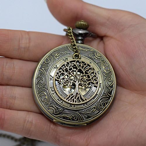 Tree of Life Rome Retro Watch Charms Tree of Life Pendant Watch Necklace Pendant Charm Men's Pocket Watch Pocket Watch Necklace Pendant Simple Round