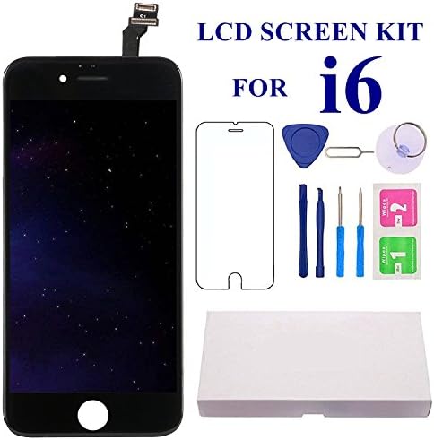 For iPhone 6 Screen Replacement (Black), Arndox 4.7 Inch LCD Touch Screen Display Digitizer Assembly Kit with Repair Tools and Tempered Glass