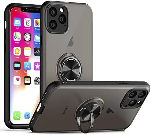 i Phone 11 Pro Max Compatible with Apple iPhone11 Pro Max Cover Thin Ring Holder Kickstand Bumper 360 Degree Roating Skin Protective Shell Xphone 11promax 6.5 Inch (Black)