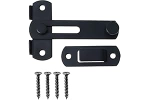 FANTASYON Large Stainless Steel Gate Latches, Door Holder Flip Latch Safety Door Bolt Latch Lock (Black)