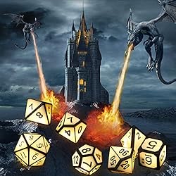 HTPOW Light Up DND Dice Set of 7 USB Rechargeable