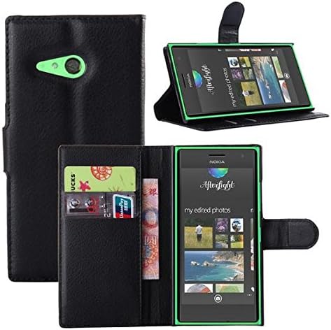 Nokia Lumia 730 /735 Case, Demomm(tm) Flip Pu Leather Case Wallet Cove with Stand for Microsoft Nokia Lumia 730 735 (Black)