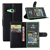 Nokia Lumia 730 /735 Case, Demomm(tm) Flip Pu Leather Case Wallet Cove with Stand for Microsoft Nokia Lumia 730 735 (Black)