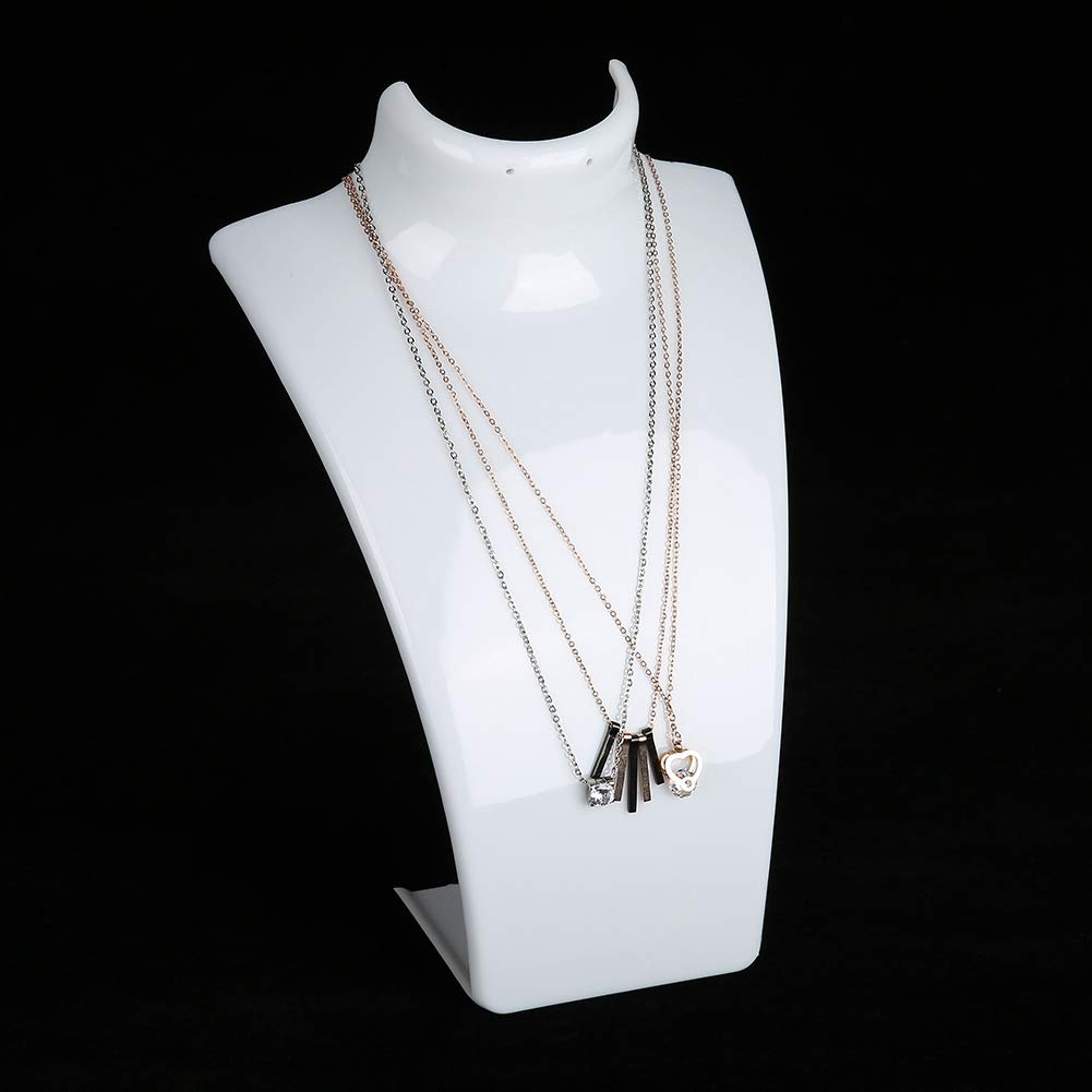 Mannequin Jewelry Stand 3 Colors Jewelry Bust Necklace Stand Standing Acrylic Jewelry Stand Retail Earring Jewelry Accessories Jewelry Stand Model (White)