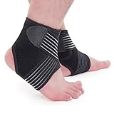 Breathable Ankle Brace Support with Adjustable Compression Strap for Running Basketball Yoga, 1 Pairs, One Size Fits Most, Black