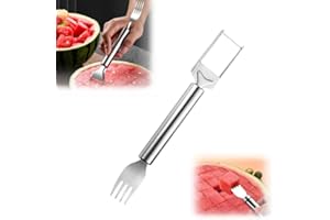 ATFIRST 2-in-1 Stainless Steel Fruit Cutter, 2024 New Watermelon Fork Slicer Cutter, Dual Head Fruit Forks Slicer Watermelon Cutter Tool, Summer Fruit Cutting Fork for Home, Kitchen, Camping(1pcs)