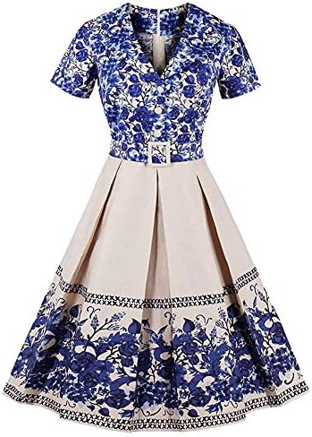 Nihsatin Women's Audrey Hepburn Vintage Style Rockabilly Swing Dress