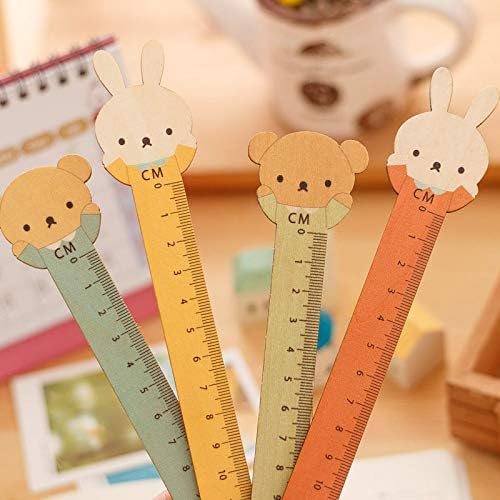 10 Pcs Cute Korean Creative Cartoon Mi Fei Wooden Ruler 15cm Primary School Wooden Ruler Prize Gift Kid Stationery