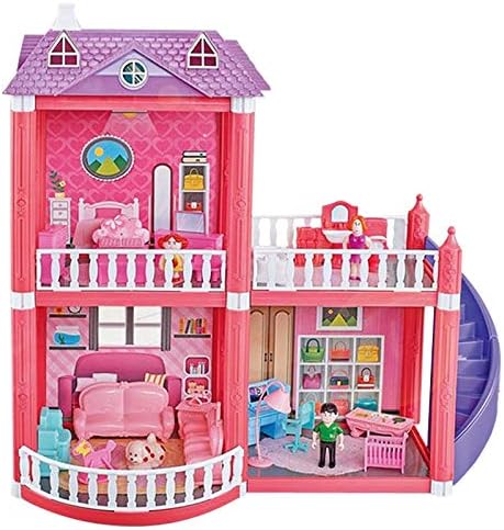 Amazon Co Jp ミニチュアドールハウスキット ドールハウスのおもちゃ女の子 キッズおもちゃで家族パーフェクトクリスマスギフト 女性と女の子へのプレゼント 色 ピンク サイズ 43x23x45cm ホーム キッチン