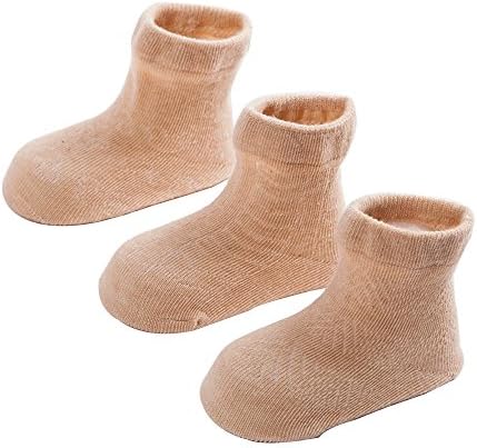 FQIAO Baby Socks 3 Packs Organic Colorful Cotton Thin Pure Color Soft for Spring 0-6 Month
