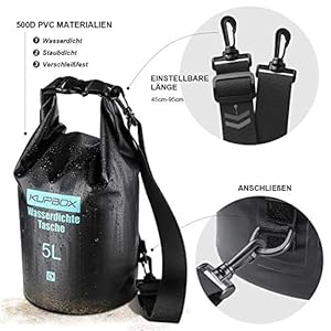 KUPBOX Dry Bag 20L,wasserdichte Tasche mit Verstellbarem Gurt, Dry Bag,100% wasserdichte Packsäcke für Wassersport,Boot Kajak, Angeln, Rafting,Camping usw.Mehrweg-Verpackung. (schwarz, 20L) 3 Schnorchelmasken 517uLLSEhAL. SS300 Kupbox Dry Bag wasserdichte Tasche ist Ihre ideale Auswahl!