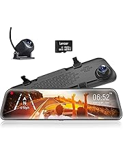 WOLFBOX 12“ Mirror Dash Cam Backup Camera,1296P Full HD Smart Rearview Mirror for Cars & Trucks, Sony IMX335 Front and Rear View Dual Lens, Night Vision, LDWS, Parking Assistance, Free 32GB Card & GPS