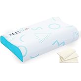 MLILY Kids Pillow for Sleeping, Adjustable Kids Memory Foam Pillow for Bed Set, Breathable and Cooling Pillows for Kids Boy Girl, CertiPUR-US Certified, 12x20 Inch, Blue
