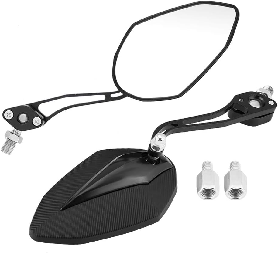 Rear View Mirror, Pair 8mm 10mm Universal Motorbike Scooter Motorcycle Rearview Mirror Rear View Side Mirrors(Black)