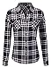 Doublju Womens Flannel Plaid Button Down Shirt With Pockets