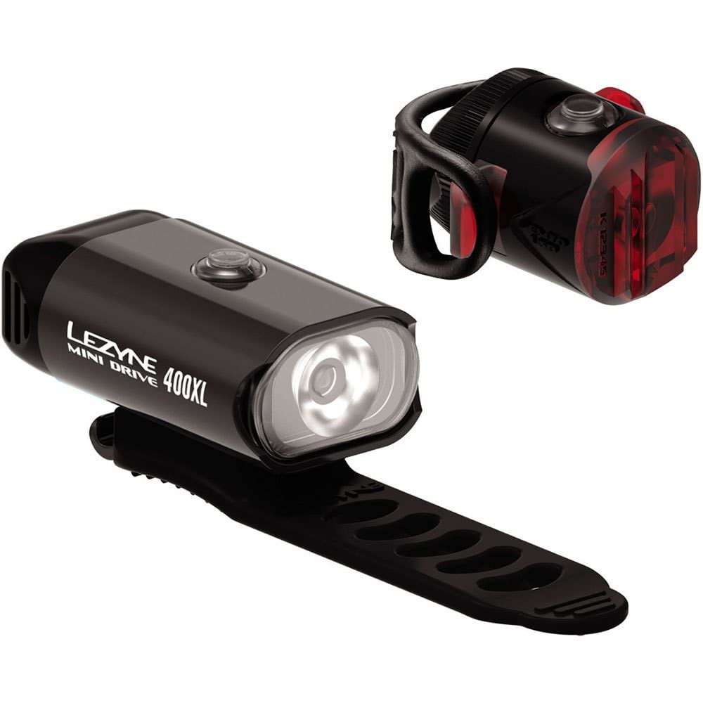 LEZYNE Mini Drive 400/Femto Pair USB Rechargeable LED Bicycle/Mountain Bike Light Unisex Adult, Black, Size: One Size (Manufacturer Size: One Size)