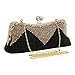 Afibi Women Handbags Rhinestone Evening Bags Crystal Party Clutches Bag (Black)