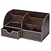 Oak Leaf Home Office Supplies Leather Desk Organizer 6 Compartment Storage Box with Drawer,Multi-function